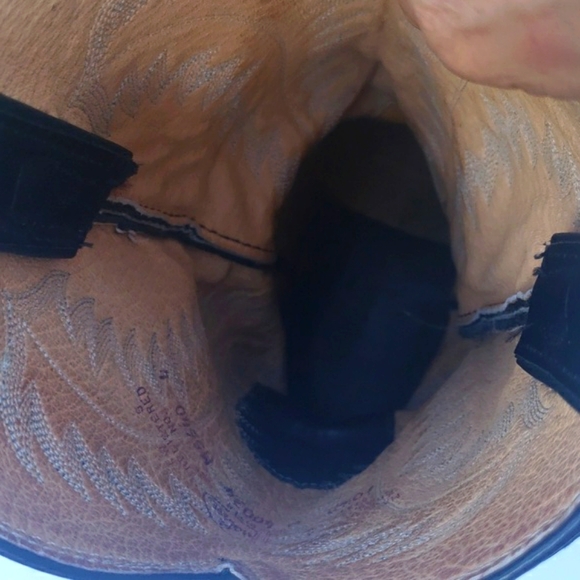 Justin Vintage Black Genuine Leather Cowgirl Western Pull-On Boot Women's 10.5 D - Picture 12 of 16